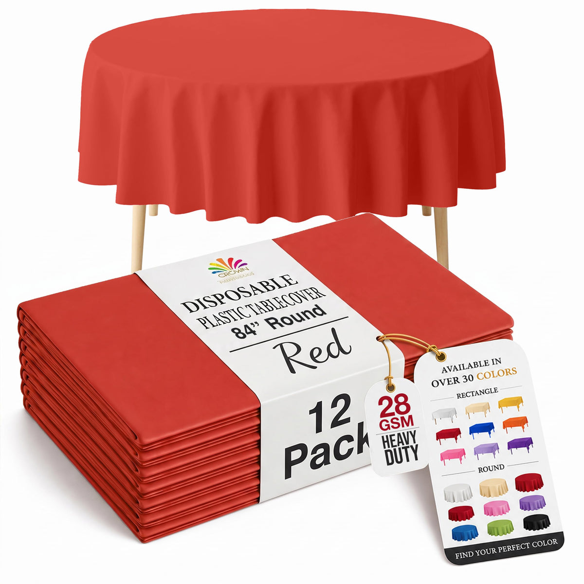 Exquisite Ivory Plastic Table Cloth Disposable 12 Pack, 54 x 108 Inch