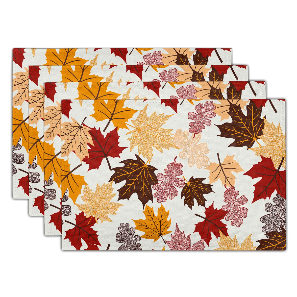 Giwawa Boho Ethnic Placemats Set of 4 Vintage Orange Brown Retro Flower Decorative Linen Table Place Mats 12"x18" Rustic Country Style Floral Place Mats Heat Resistance for Kitchen Dining Farmhouse