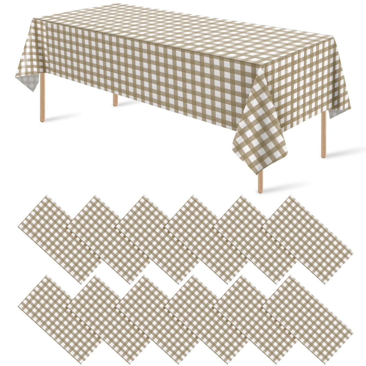 12Pack Sage Green Plastic Checkered Tablecloth, Premium Decorative Disposable Sage Green Gingham Plaid Table Cloths for Parties, Rectangle Party Table Cover for Picnic Birthday Wedding, 54x108 Inch