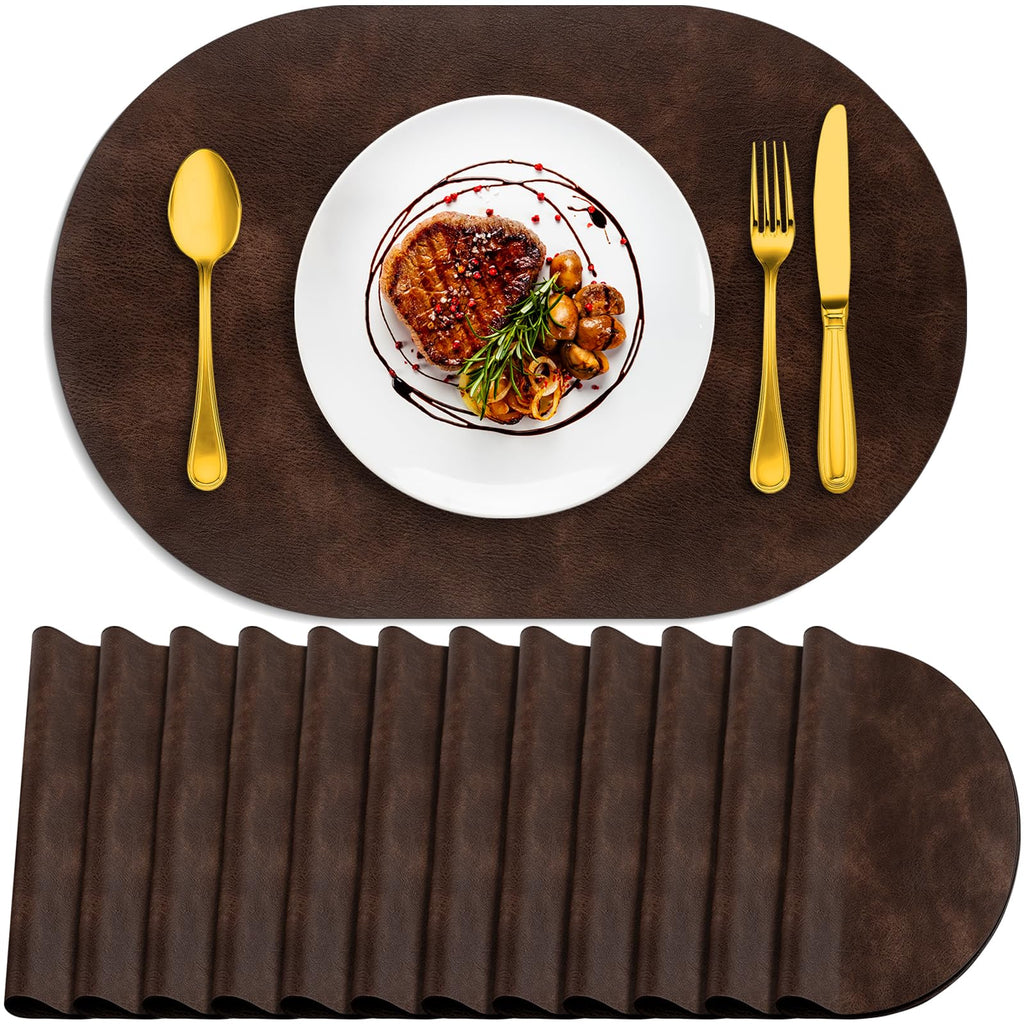 ADRIMER Placemats, Heat Resistant Oval Place Mats Set of 4 Easy to Clean