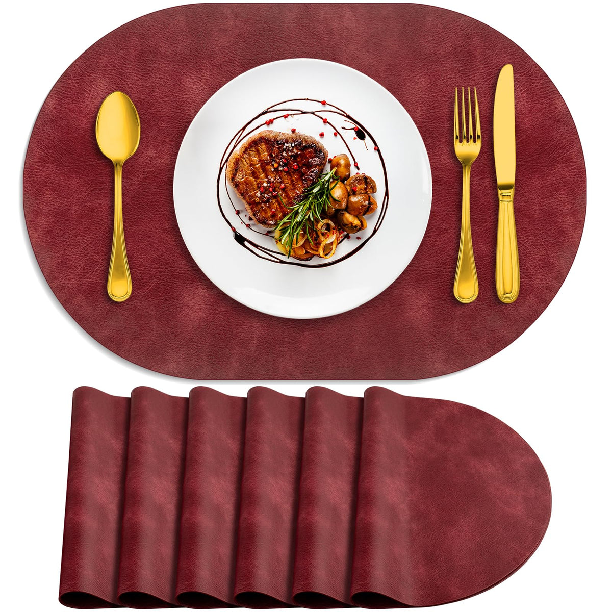 ADRIMER Placemats, Heat Resistant Oval Place Mats Set of 4 Easy to Clean