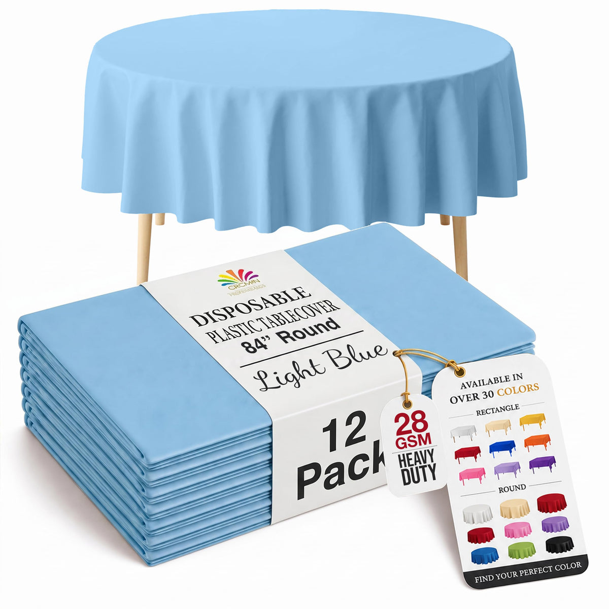 Exquisite Ivory Plastic Table Cloth Disposable 12 Pack, 54 x 108 Inch