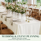 4 Pack Ivory Satin Tablecloth 58 x 102 Inch Overlay Seamless Design