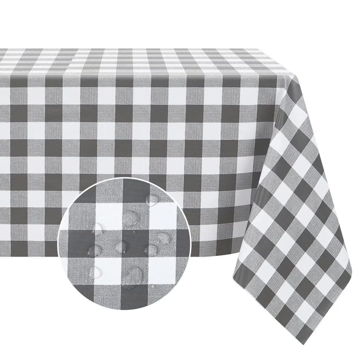 Romanstile Rectangle Vinyl Tablecloth, 100% Waterproof Buffalo Gingham Plastic Table Cloth, Heavy Duty Wipeable Checkered Table Covers for Outdoor, Camping, Picnic, Patio - 54 x 78, Red and White