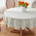Boao Cotton Striped Tablecloth Rectangle 52" X 70" Blue White