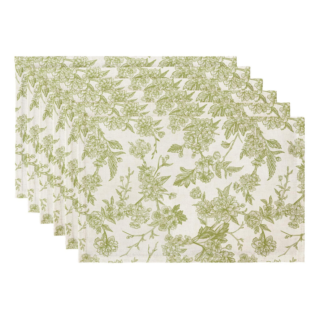 QIYI Boho Table Placemats Set of 4, 12"x18" Linen Place Mats, Wildflowers