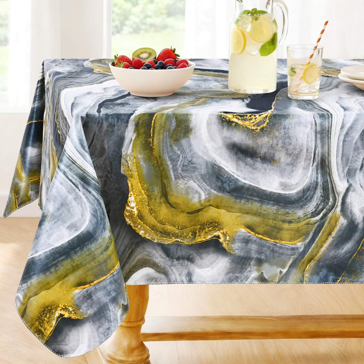 Smiry Fall Rectangle Table Cloth, Waterproof Vinyl Tablecloth with Flannel Backing, Wipeable Autumn Pumpkin Plastic Tablecloths for Harvest and Thanksgiving Parties, (Orange, 60"x84")