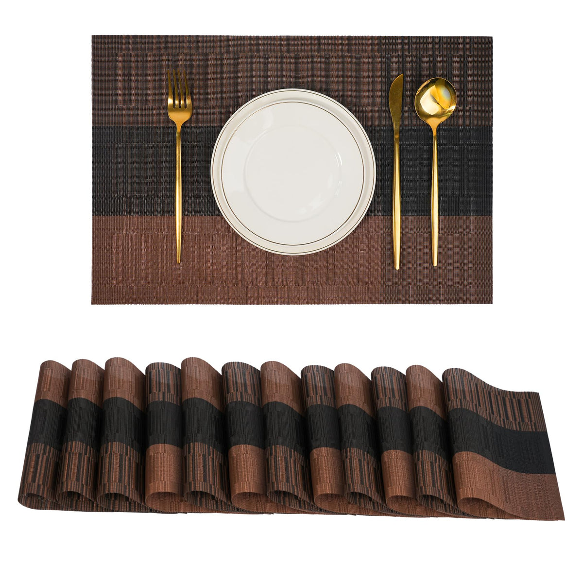 Placemats Set of 8，Non-Slip PVC Weave Table Mats Easy to Clean，Heat Resistant Place Mats for Kitchen Dining Table Decoration Indoor Outdoor，Beige