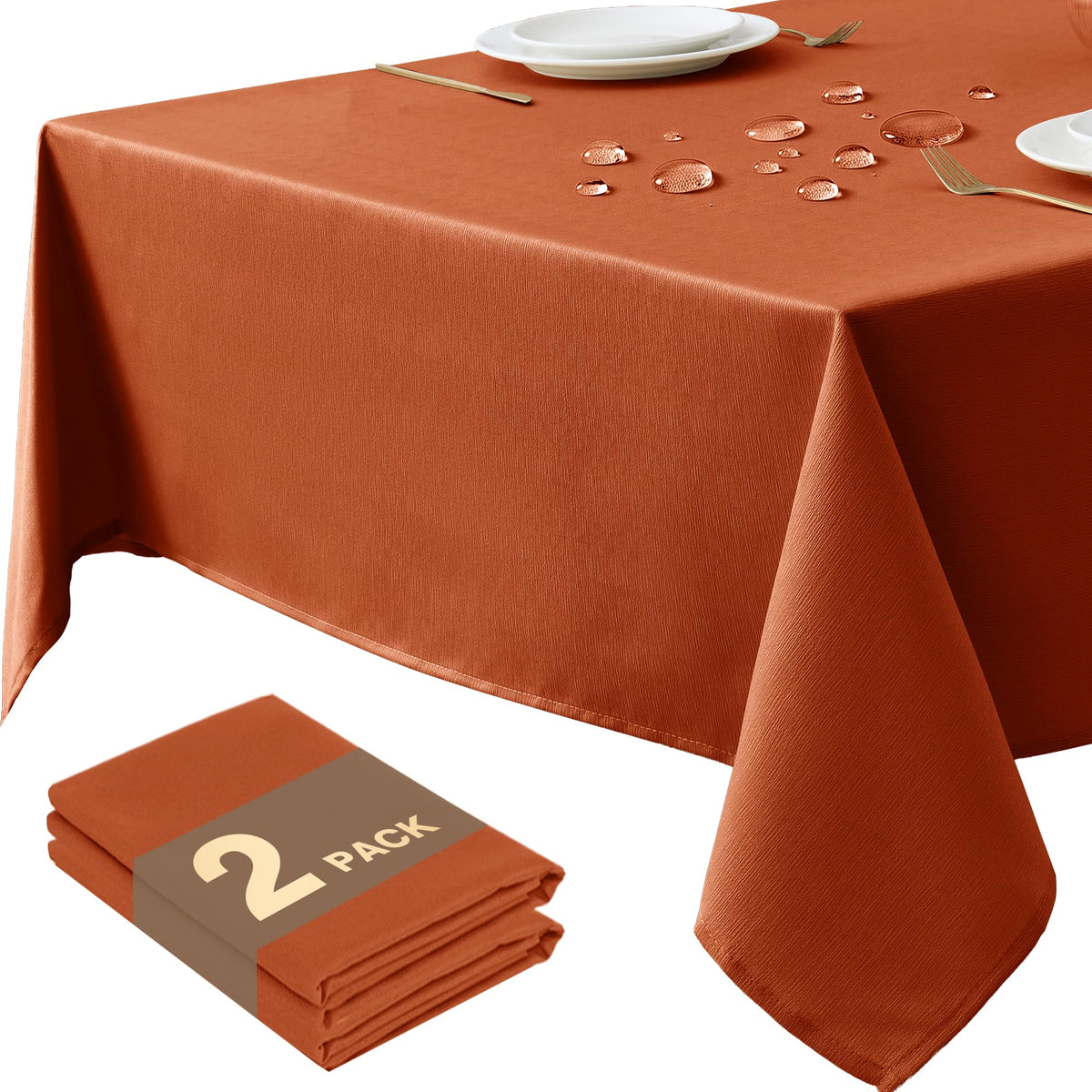 Fall Tablecloths Rectangular 6ft, Slub Texture, Waterproof, 2-Pack