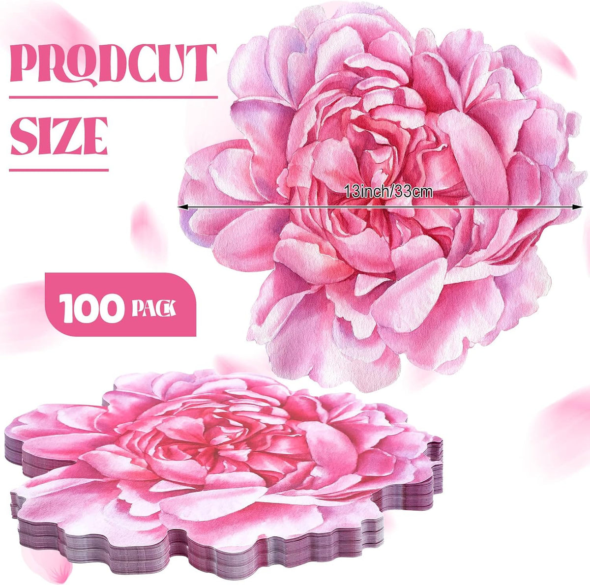 Glenmal 100 Pcs Peony Placemats Pink Floral Disposable Paper Place Mat Bulk