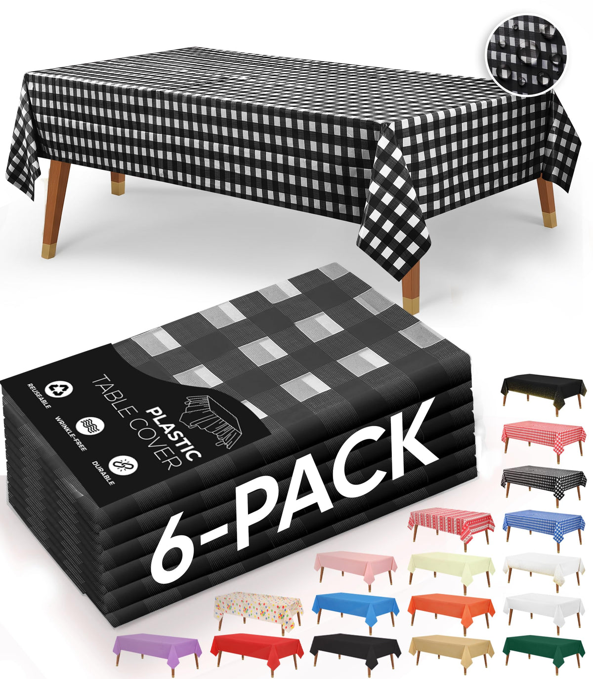 Utopia Kitchen Plastic Table Cloth Disposable [White, 12 Pack]