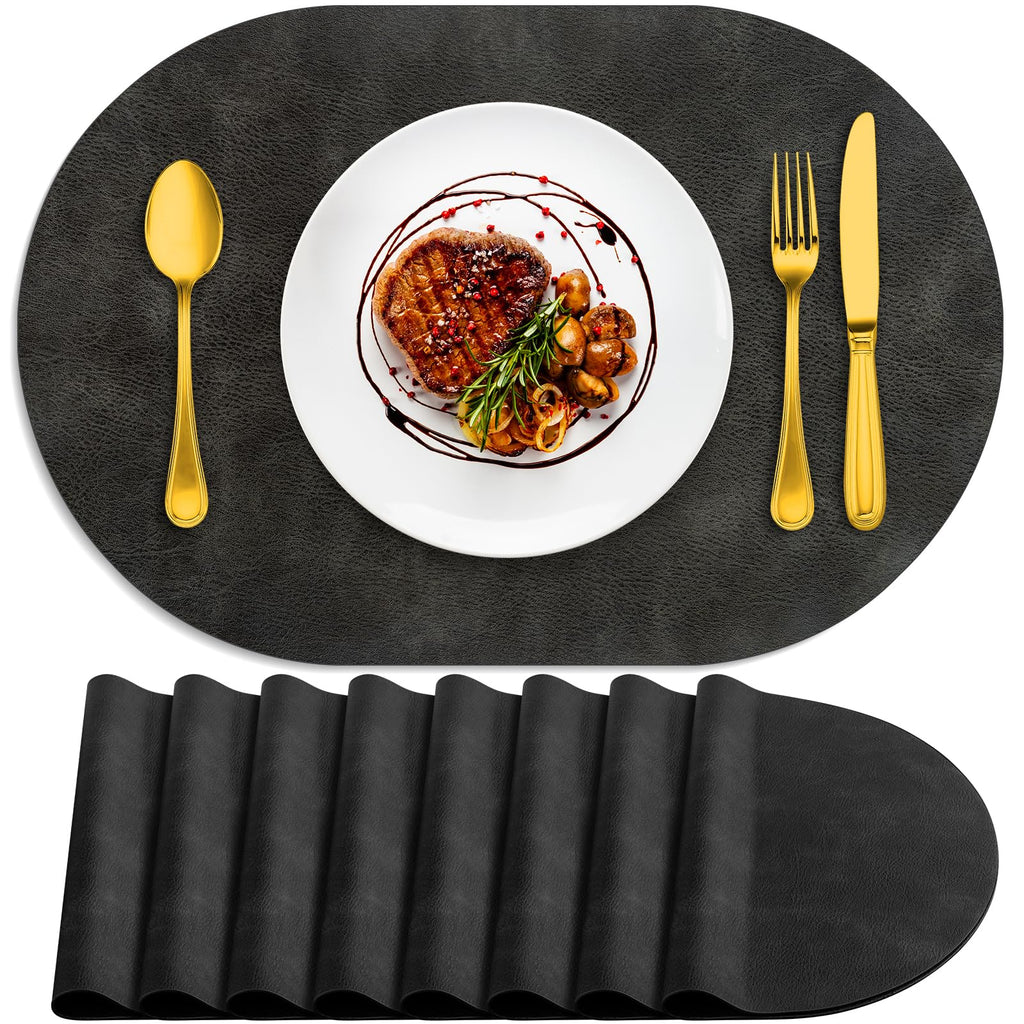 ADRIMER Placemats, Heat Resistant Oval Place Mats Set of 4 Easy to Clean