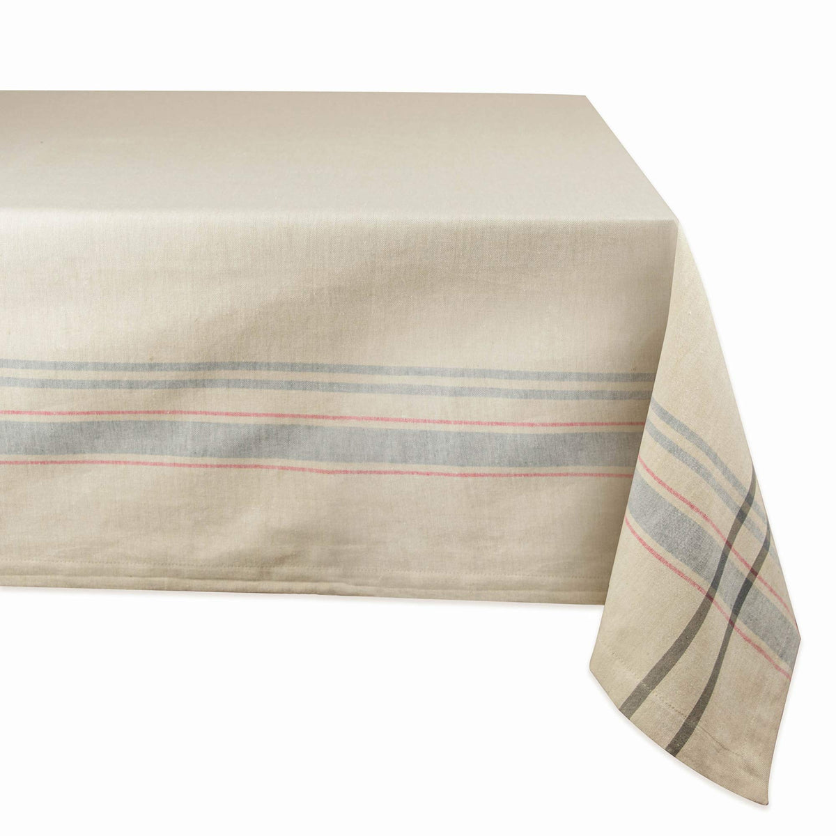 DII French Stripe Tabletop Collection Farmhouse Style Dining Table Linen Tablecloth, 60x84, Blue Chambray