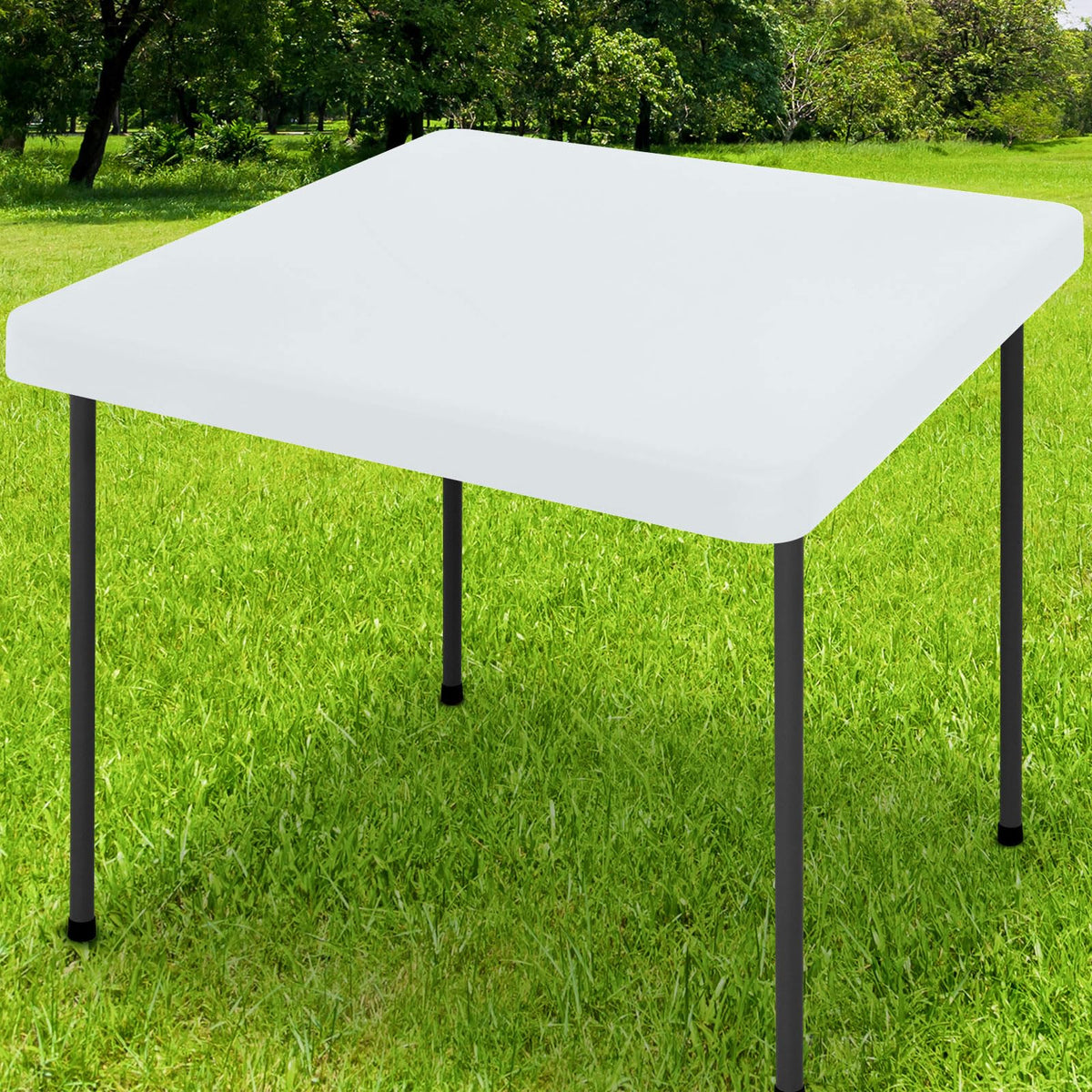 Smiry Rectangle Tablecloth, Elastic Fitted Flannel Backed Vinyl Tablecloths for 6ft Folding Tables, Waterproof Wipeable Table Covers for Indoor, Outdoor, Picnic and Camping (Red, 30"x72")