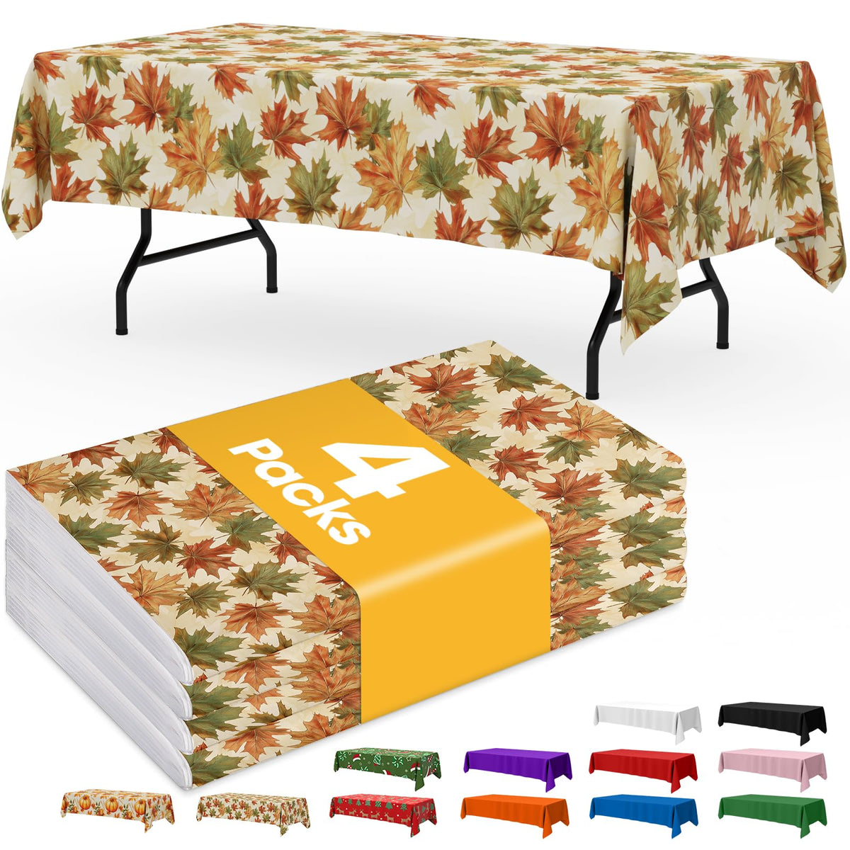 Niuara Ivory Plastic Table Cloth Disposable, 4 Pack, 54 x 108 in