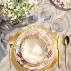 KesaPlan 50PCS 13in Round Gold Placemats, Disposable Paper Chargers Plate