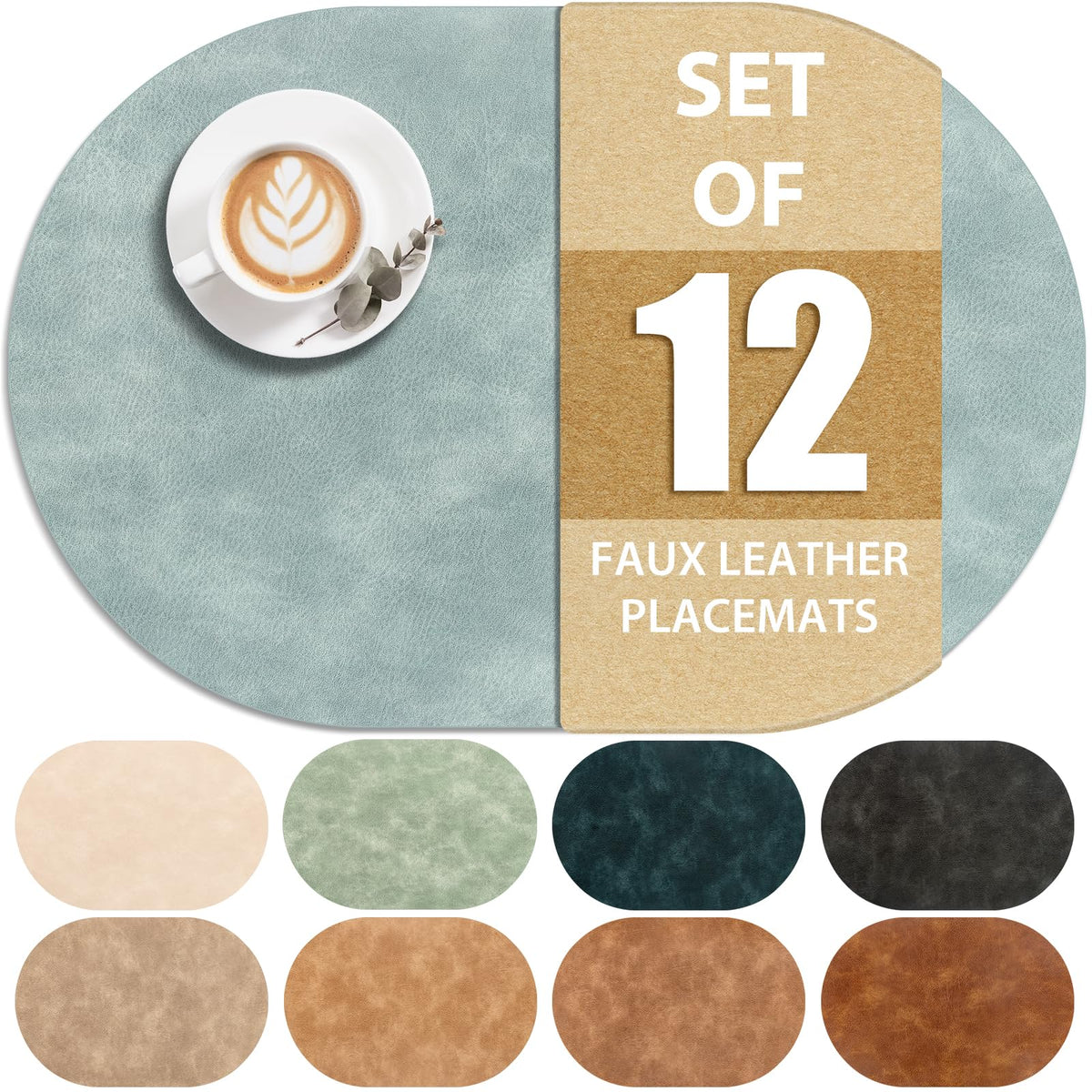 ADRIMER Placemats, Heat Resistant Oval Place Mats Set of 4 Easy to Clean