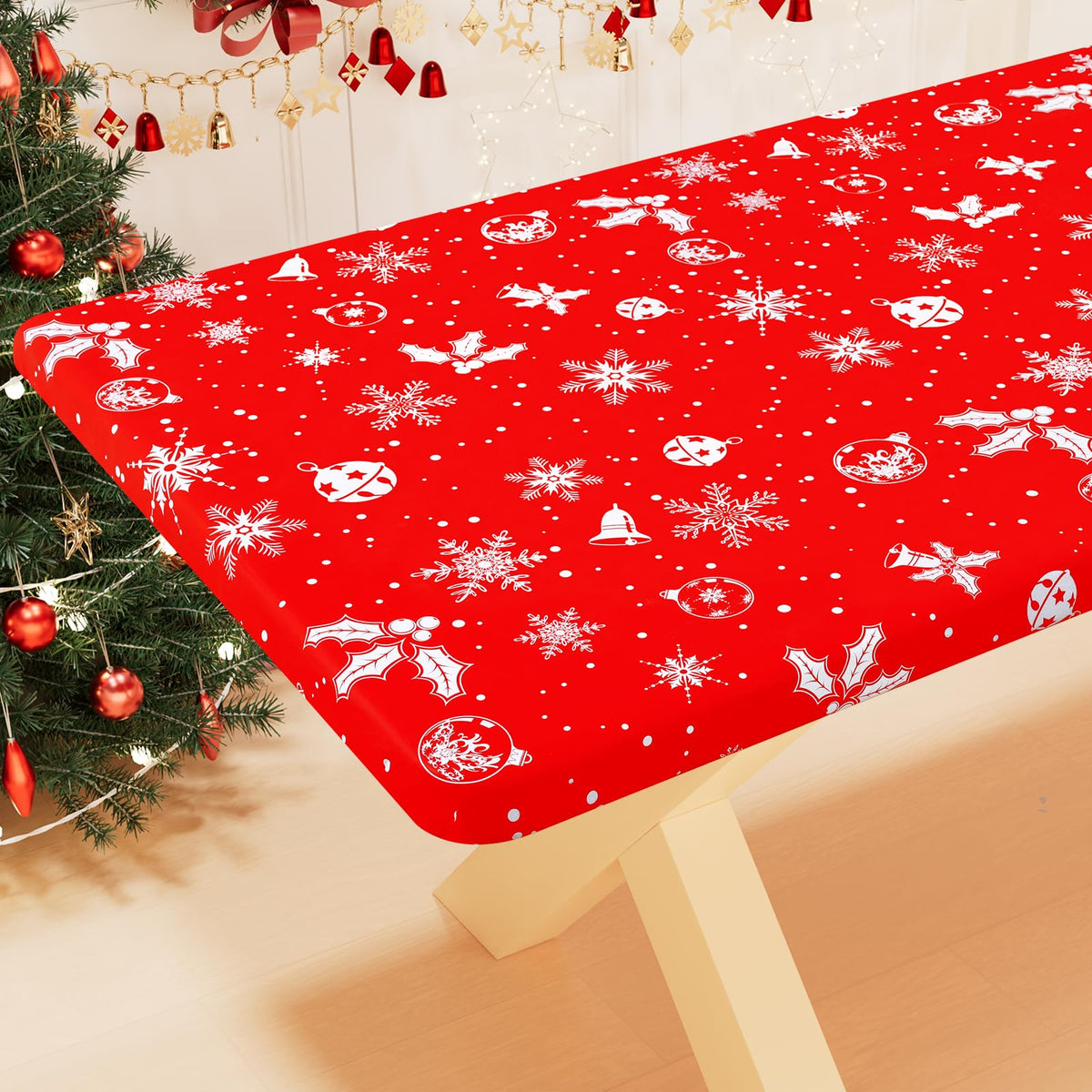 Smiry Rectangle Table Cloth, Waterproof Plastic Table Cover for 5FT Tables