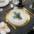 KesaPlan 50PCS 13in Round Gold Placemats, Disposable Paper Chargers Plate