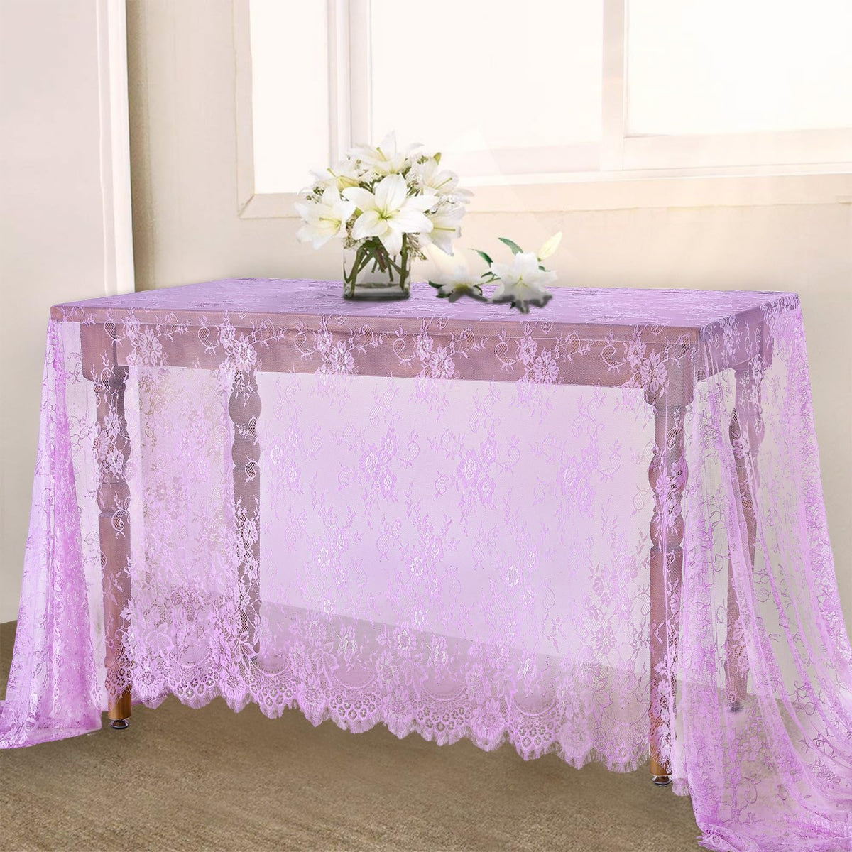 LuoluoHouse Lace Tablecloth White Wedding Tablecloths 60x120 Inch Vintage