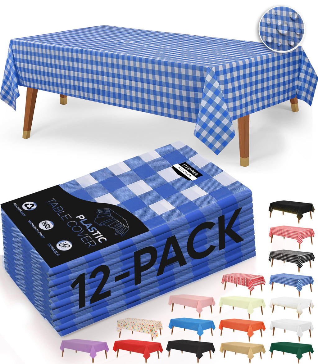Utopia Kitchen Plastic Table Cloth Disposable [White, 12 Pack]