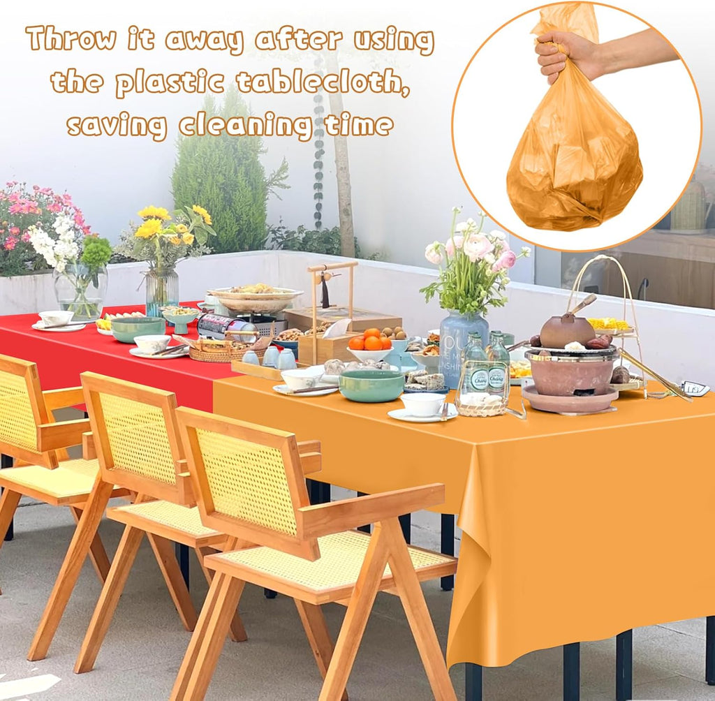 mwellewm 6Pc Plastic Table Cloth Disposable Tablecloth for Rectangle Tables