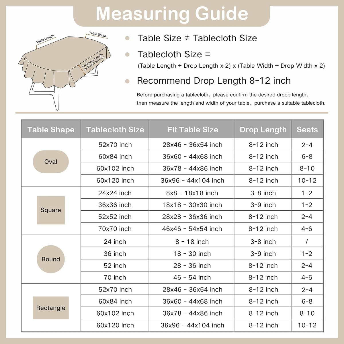 Wolkemer Faux Linen Oval Tablecloth Heavy Duty Wrinkle Resistant Fabric Table Cloths 60 x 84 Inch Flaxen Farmhouse Rustic Table Cover for Kitchen Dining Indoor Outdoor Tabletop Decoration