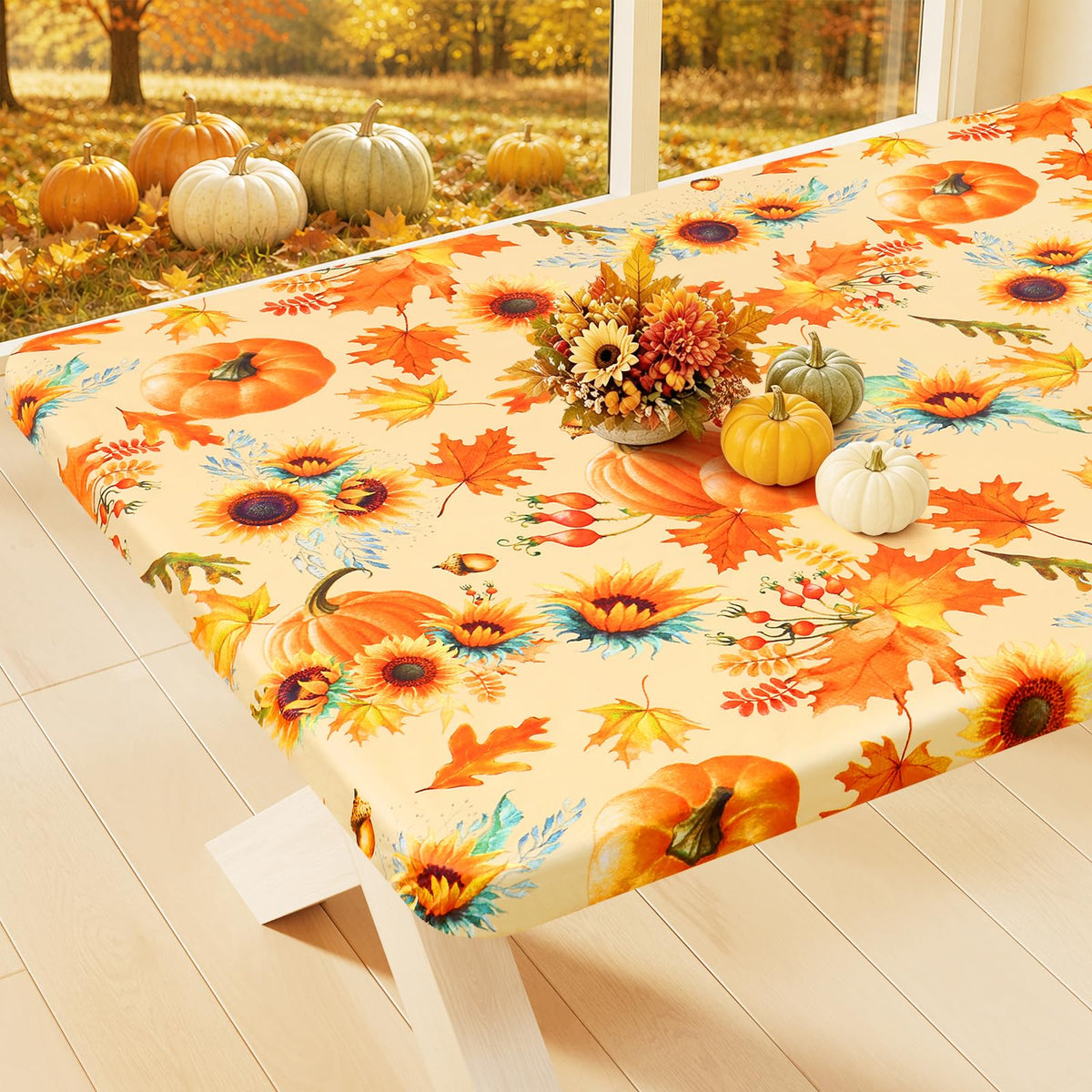 Smiry Rectangle Table Cloth, Waterproof Plastic Table Cover for 5FT Tables