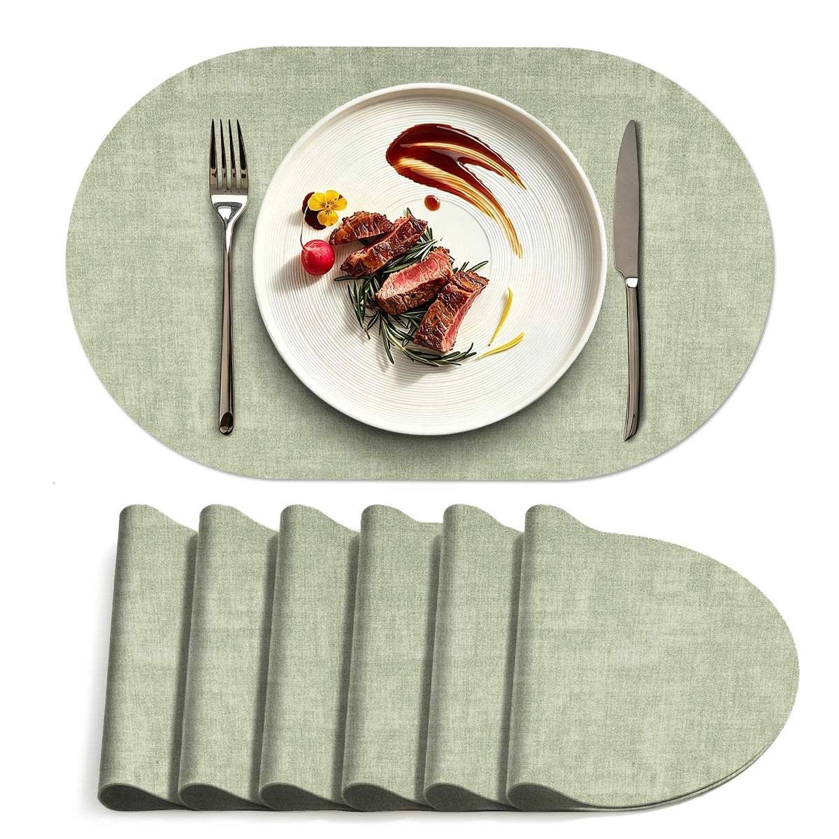 Placemats Set of 4, 15 Inch Round Faux Leather Place Mats