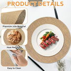 100 Pcs Round Burlap Placemats 11.8 Inch Bulk Burlap Reusable Placemats Circle Brown Table Mats Rustic Table Decorations for Dinner Wedding Farmhouse Table Decor