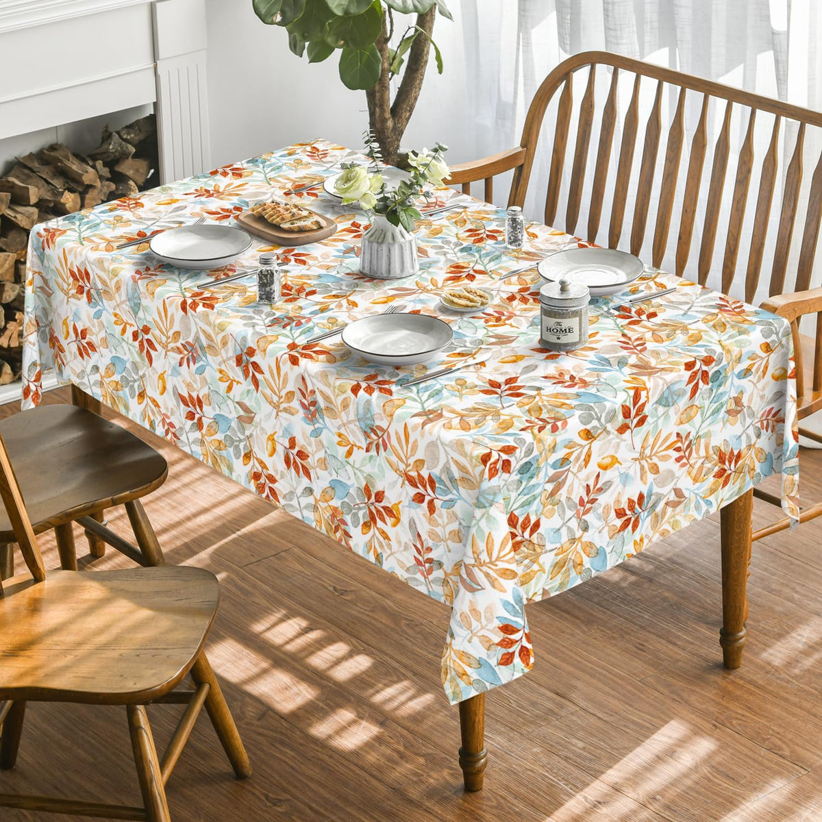 Horaldaily Fall Tablecloth 60 x 84 Inch Rectangular Thanksgiving Orange