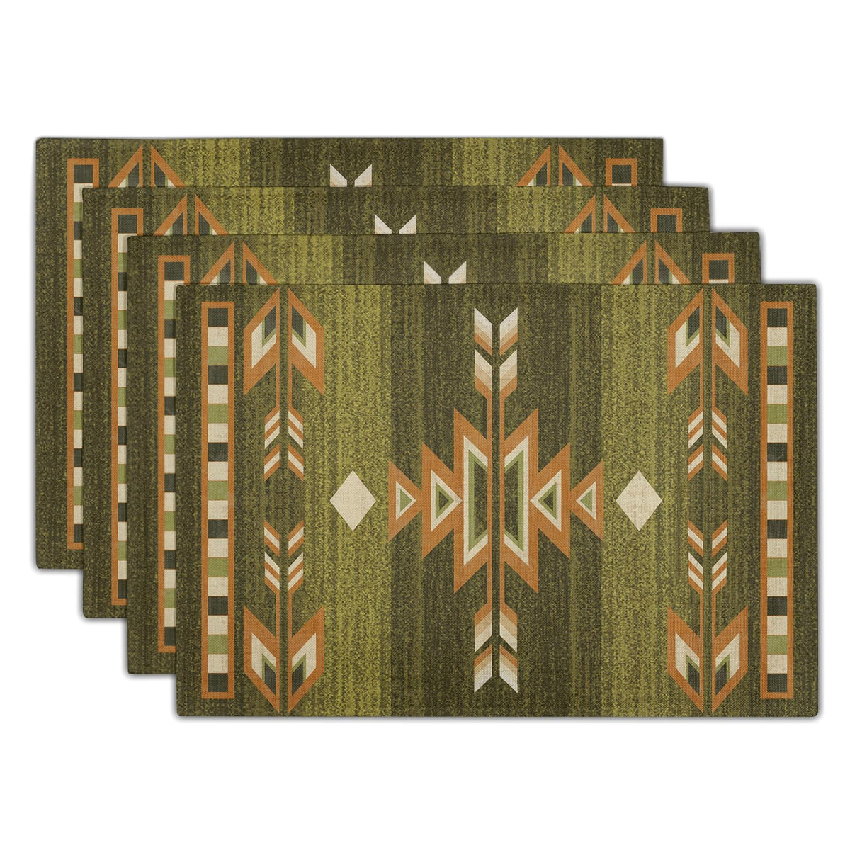Giwawa Boho Ethnic Placemats Set of 4 Vintage Orange Brown Retro Flower Decorative Linen Table Place Mats 12"x18" Rustic Country Style Floral Place Mats Heat Resistance for Kitchen Dining Farmhouse