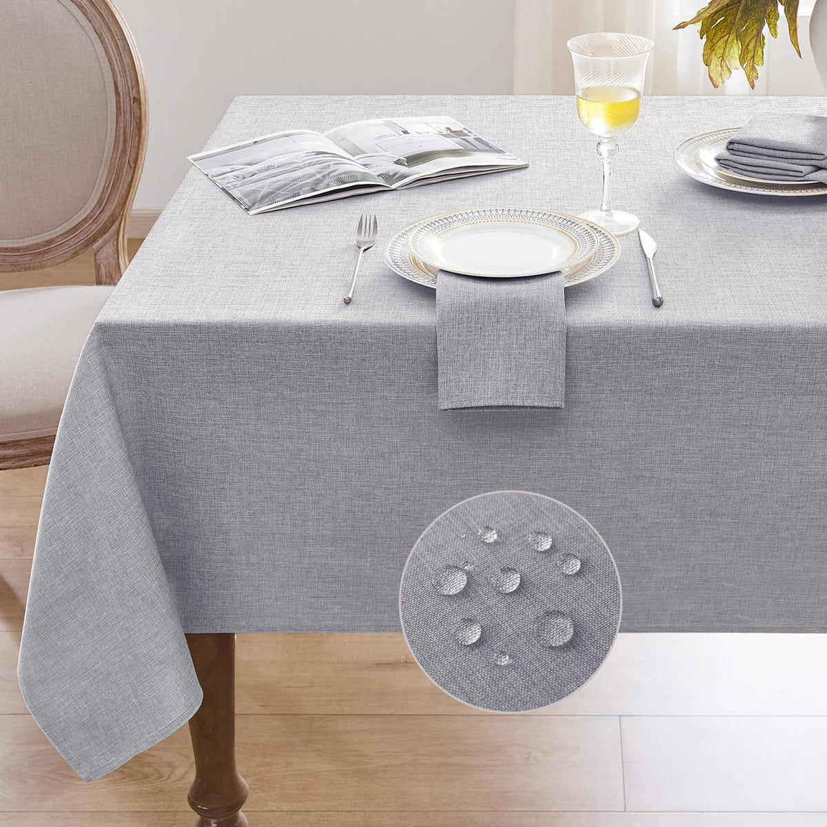 Softalker Cream Tablecloths Rectangular 84x60 inch, Faux Linen Outdoor Table Cloth Stain Resistant & Shrink-Proof, Washable Table Cover for 6 Foot Rectangle Table Decor for Summer, Farmhouse Style