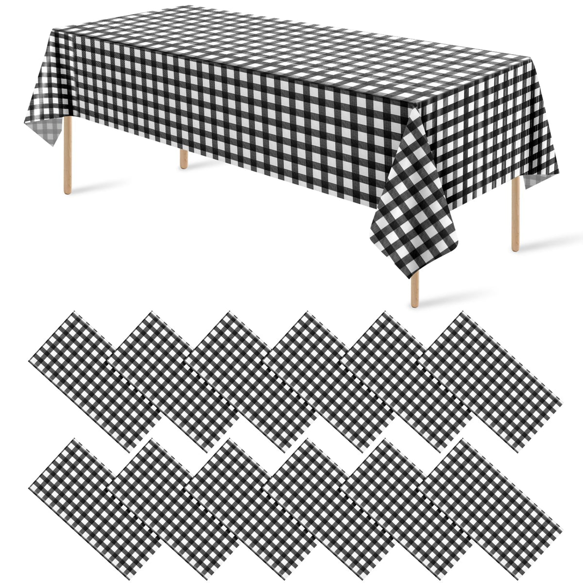 12Pack Sage Green Plastic Checkered Tablecloth, Premium Decorative Disposable Sage Green Gingham Plaid Table Cloths for Parties, Rectangle Party Table Cover for Picnic Birthday Wedding, 54x108 Inch
