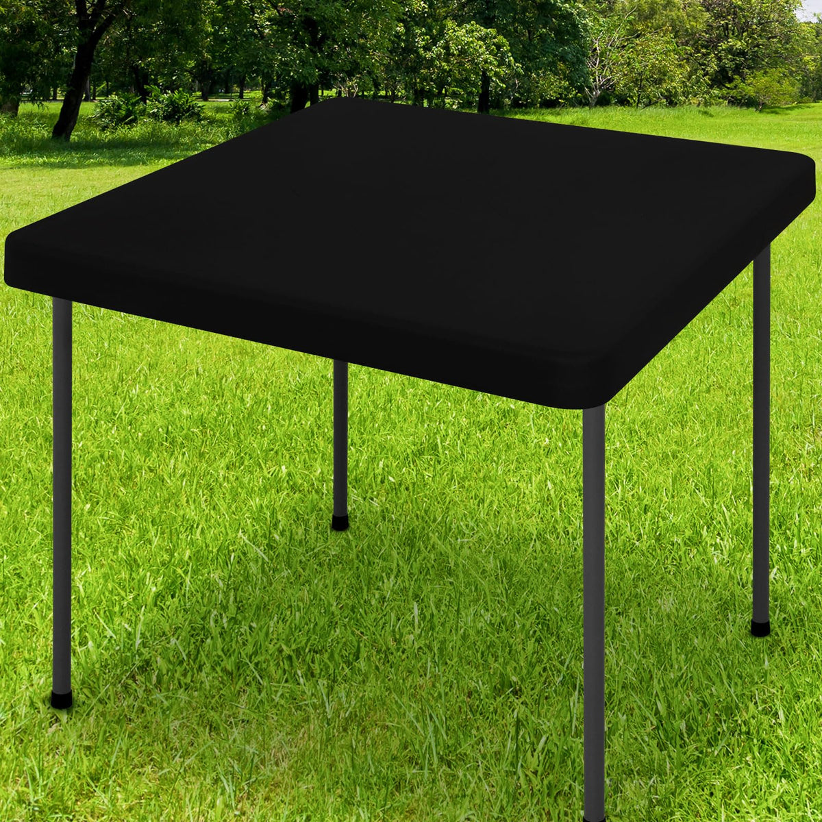 Smiry Rectangle Tablecloth, Elastic Fitted Flannel Backed Vinyl Tablecloths for 6ft Folding Tables, Waterproof Wipeable Table Covers for Indoor, Outdoor, Picnic and Camping (Red, 30"x72")