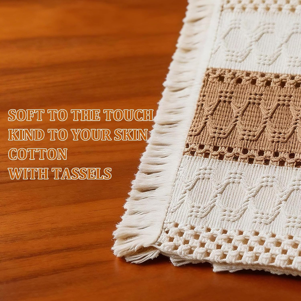 6 Pcs 11.8" x 19" Boho Placemats with Macrame Rustic Farmhouse Table Decor
