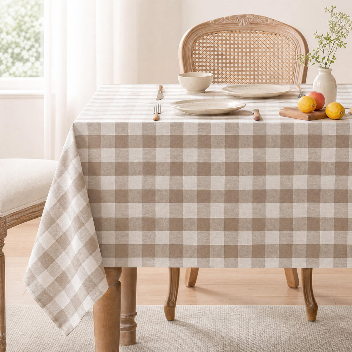 Gingham Tablecloth Rectangle Table, Cotton Linen Fabric Picnic Checkered Table Cloth Farmhouse Washable Wrinkle Free Buffalo Plaid Table Cover for Outdoor Birthday Party, Pink, 60x106