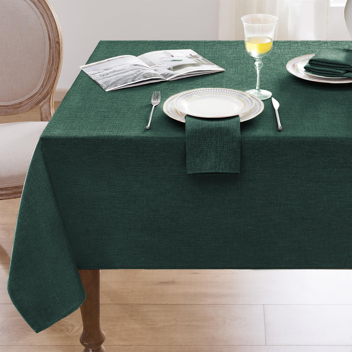 Softalker Cream Tablecloths Rectangular 84x60 inch, Faux Linen Outdoor Table Cloth Stain Resistant & Shrink-Proof, Washable Table Cover for 6 Foot Rectangle Table Decor for Summer, Farmhouse Style