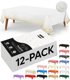Utopia Kitchen Plastic Table Cloth Disposable [White, 12 Pack]