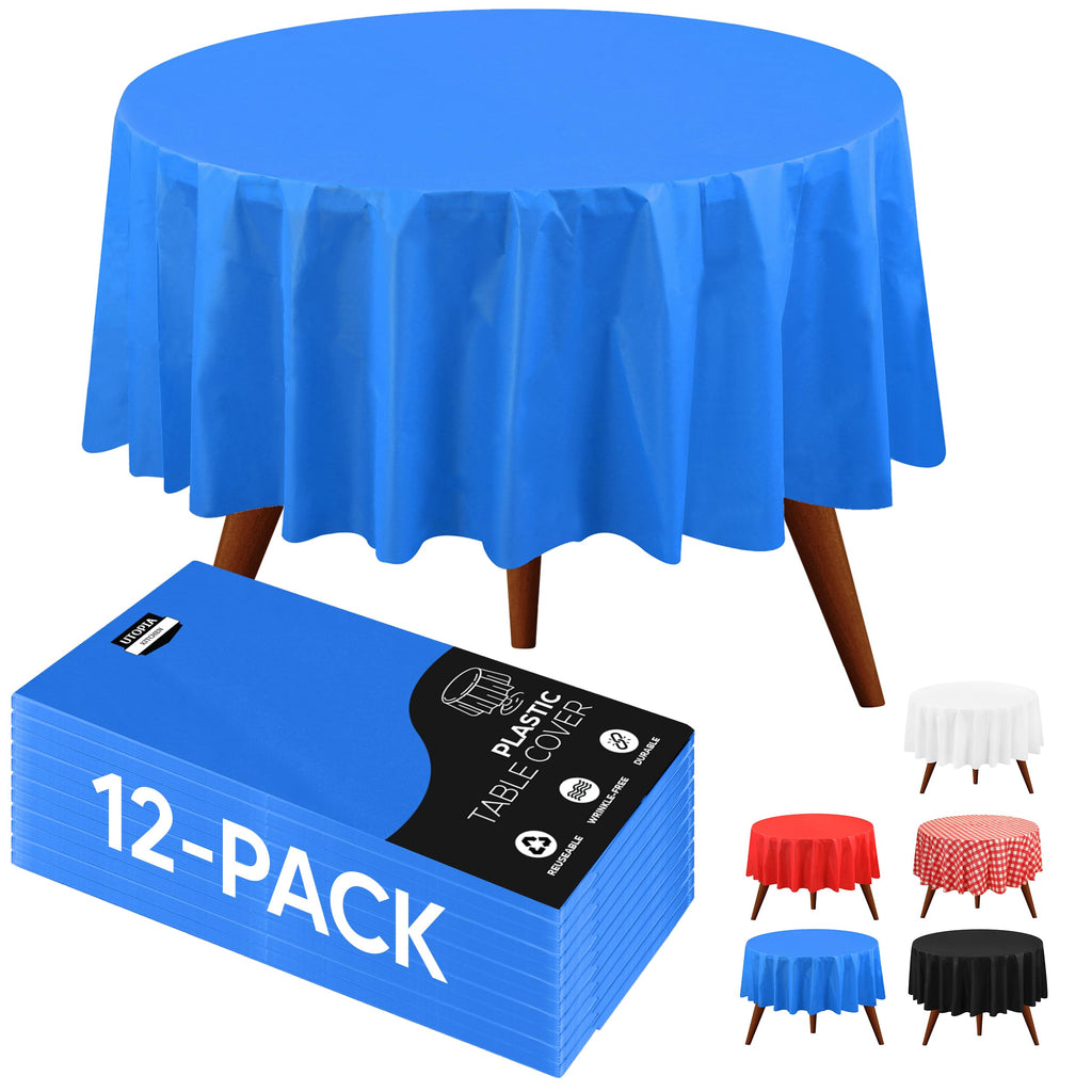 Utopia Kitchen Plastic Table Cloth Disposable [White, 12 Pack]