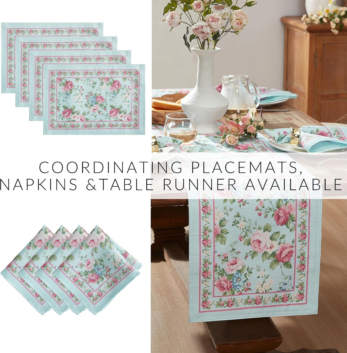 Threadmade Vintage Floral Garden Tablecloth, Multicolor - 60" W x 120" L