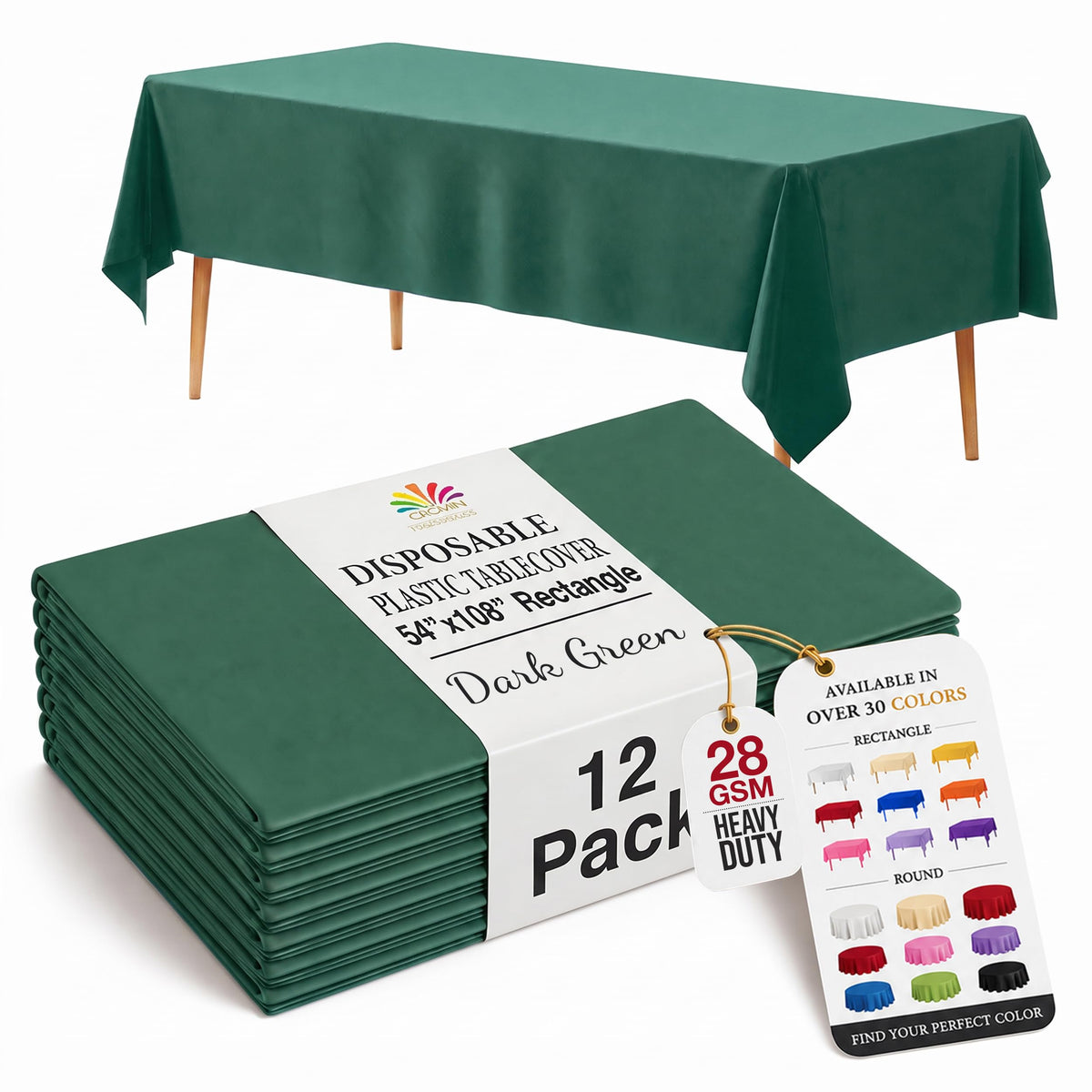 Exquisite Ivory Plastic Table Cloth Disposable 12 Pack, 54 x 108 Inch