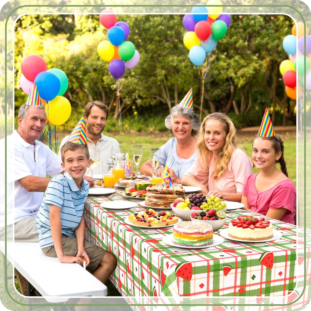 DWCN Green Gingham Table Cloth 60×84 Inch Rectangle with Watermelon Print