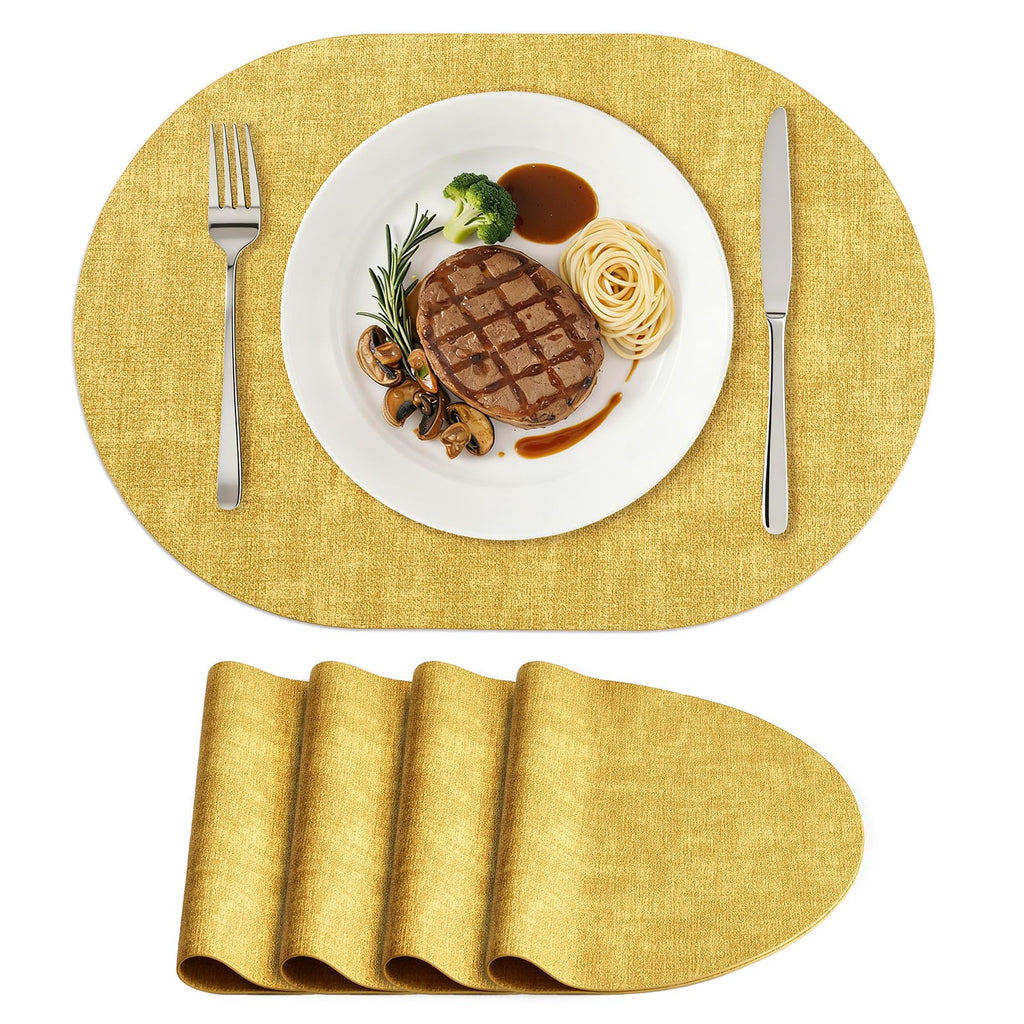 homing Heat Resistant Oval Placemats Set of 6, Light Grey