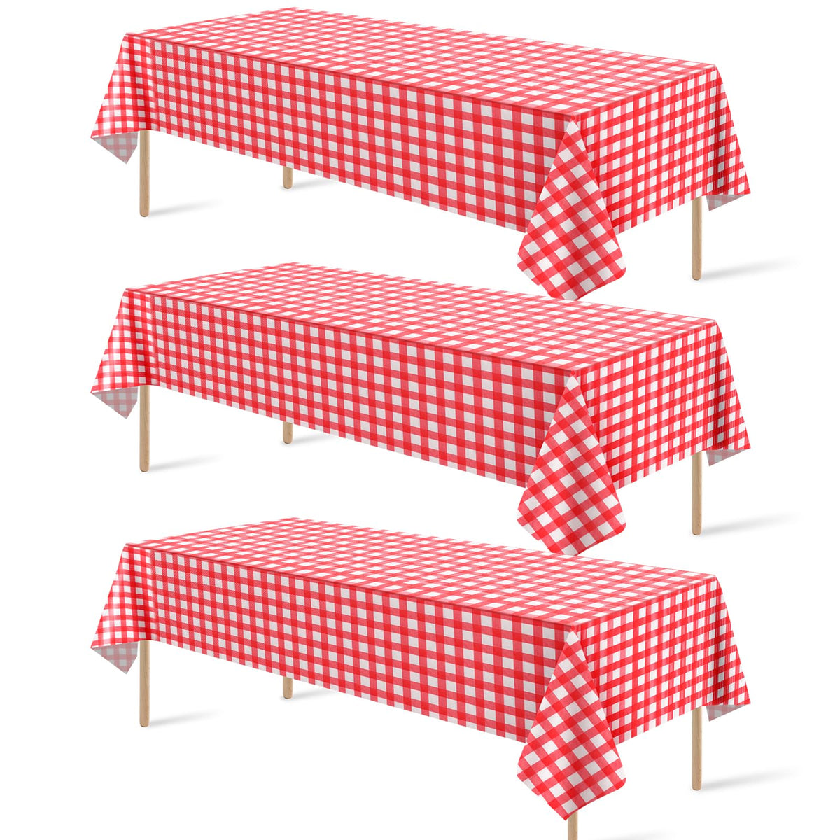 12Pack Sage Green Plastic Checkered Tablecloth, Premium Decorative Disposable Sage Green Gingham Plaid Table Cloths for Parties, Rectangle Party Table Cover for Picnic Birthday Wedding, 54x108 Inch