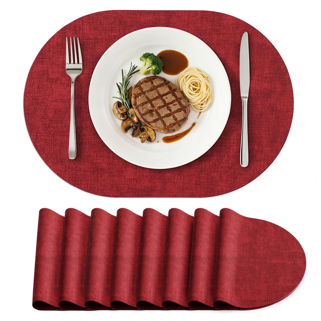 homing Heat Resistant Oval Placemats Set of 6, Light Grey