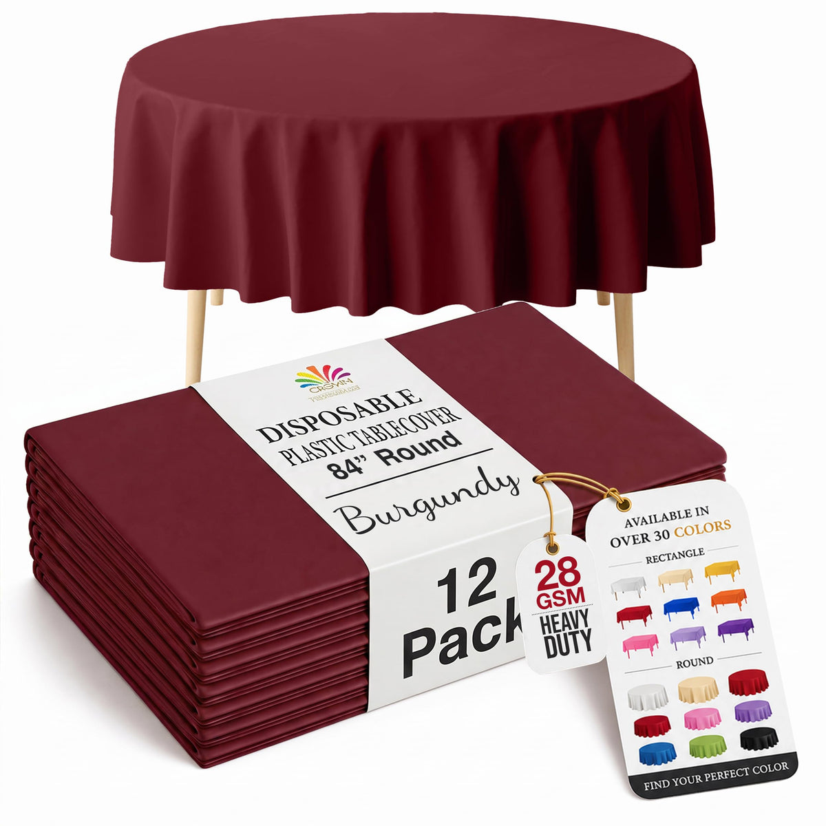 Exquisite Ivory Plastic Table Cloth Disposable 12 Pack, 54 x 108 Inch