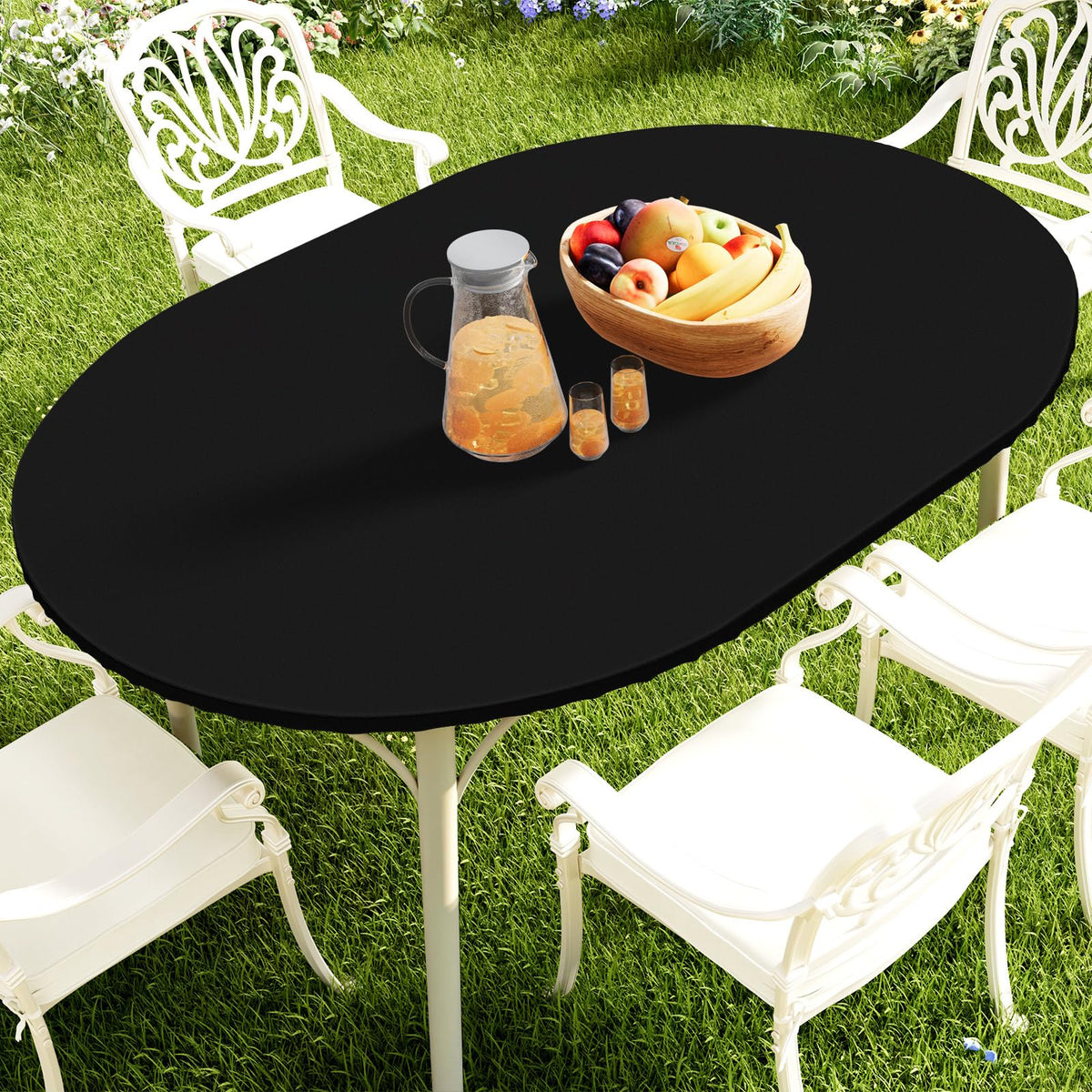 Smiry Round Picnic Tablecloth, Waterproof Elastic Fitted Table Covers for 45" - 56" Tables, Wipeable Flannel Backed Vinyl Tablecloths for Camping, Indoor, Outdoor, Brown