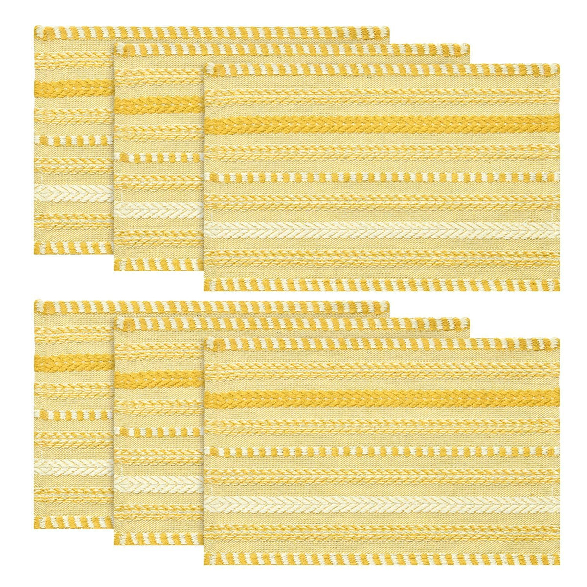 Artoid Mode Light Coffee Woven Braided Stripe Placemats Set of 4-12x18 Inch