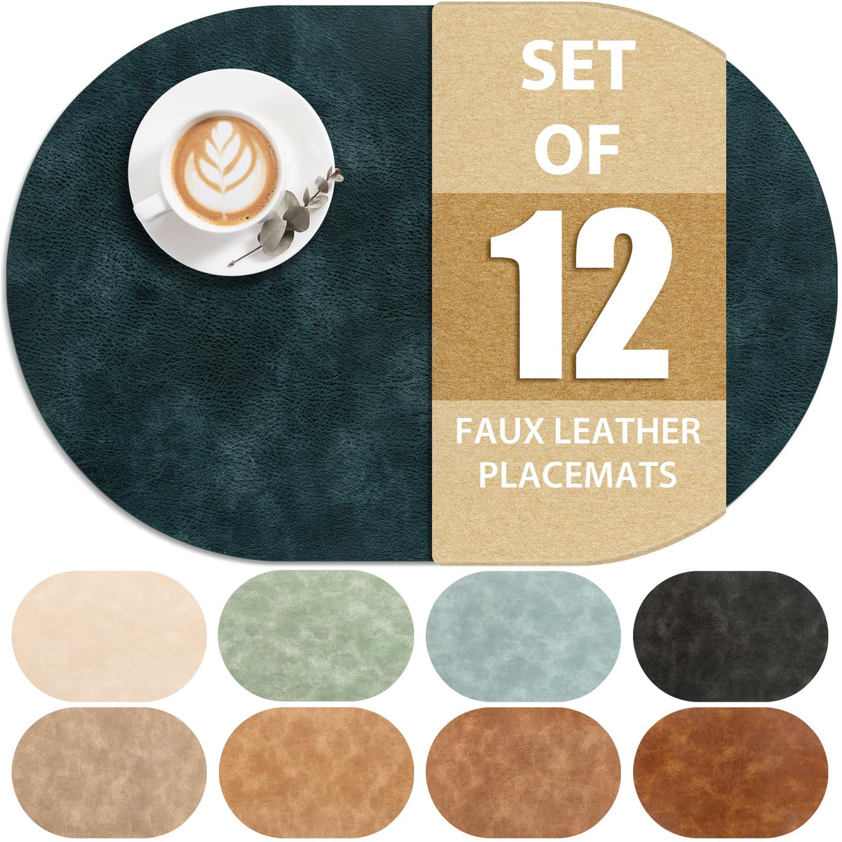 ADRIMER Placemats, Heat Resistant Oval Place Mats Set of 4 Easy to Clean